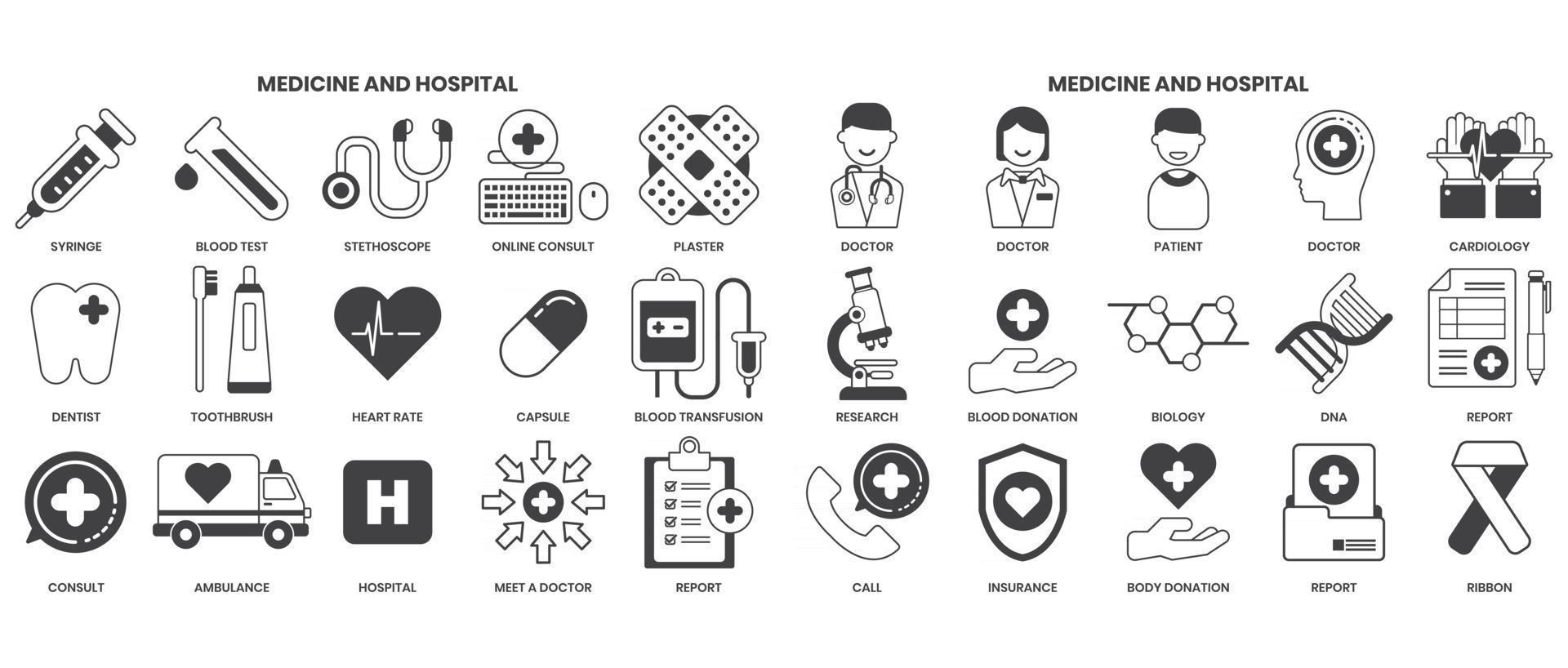 Hospital icons set for business vector