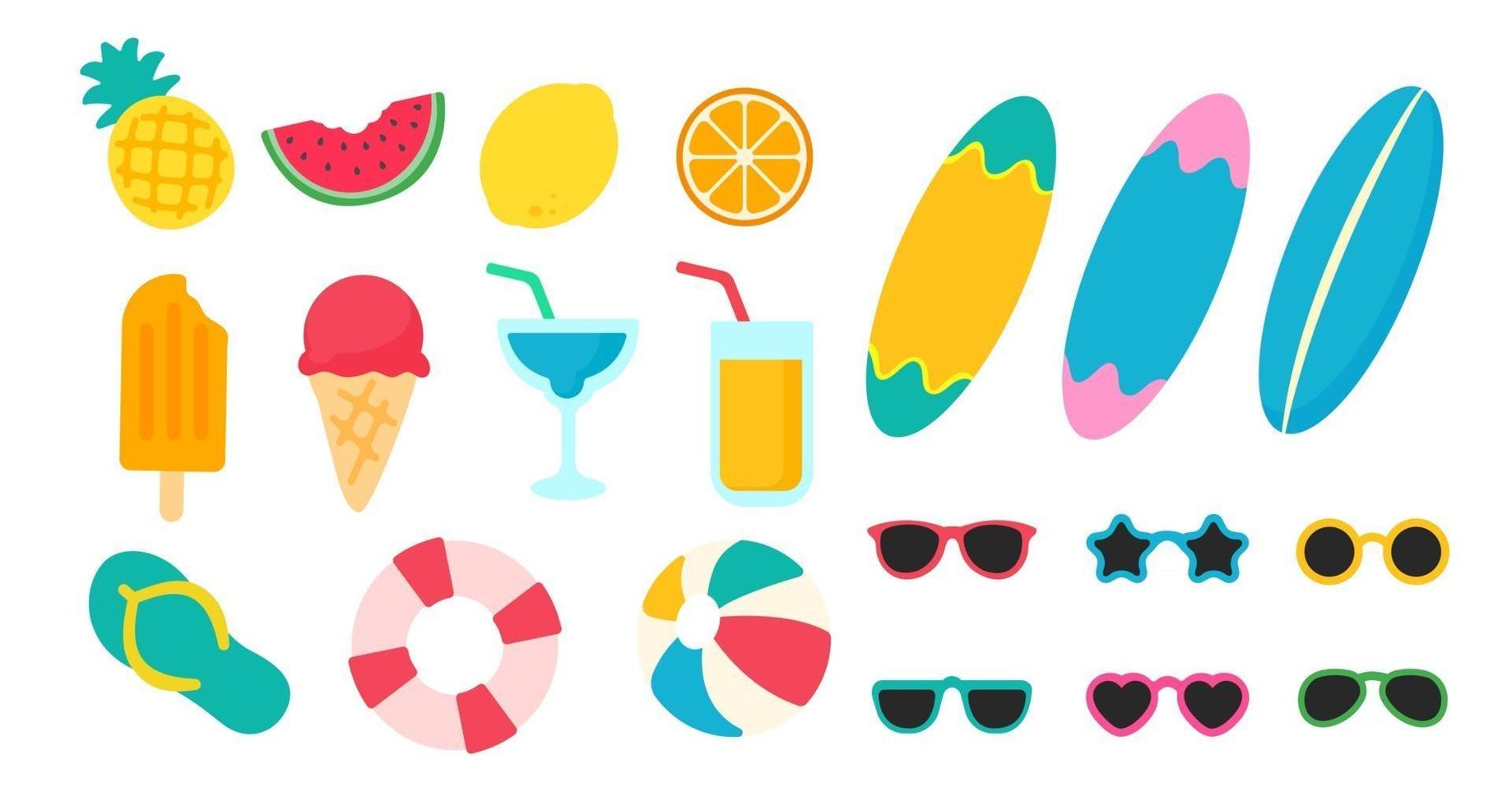 iconos de concepto de viaje de playa de verano vector