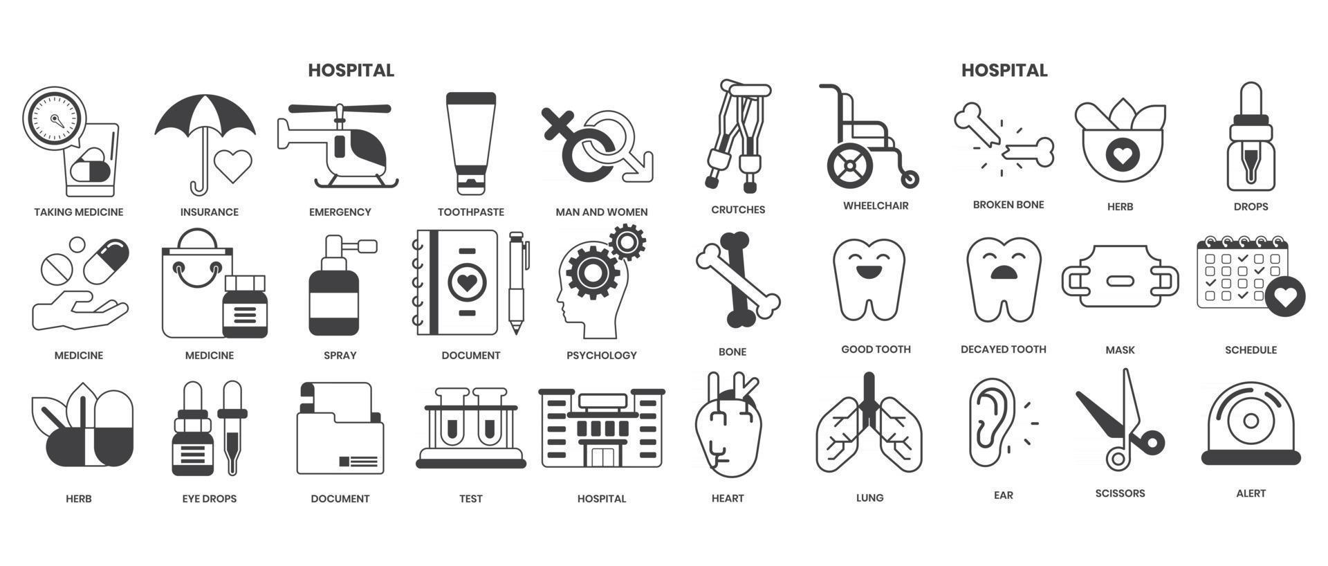 Hospital icons set for business vector