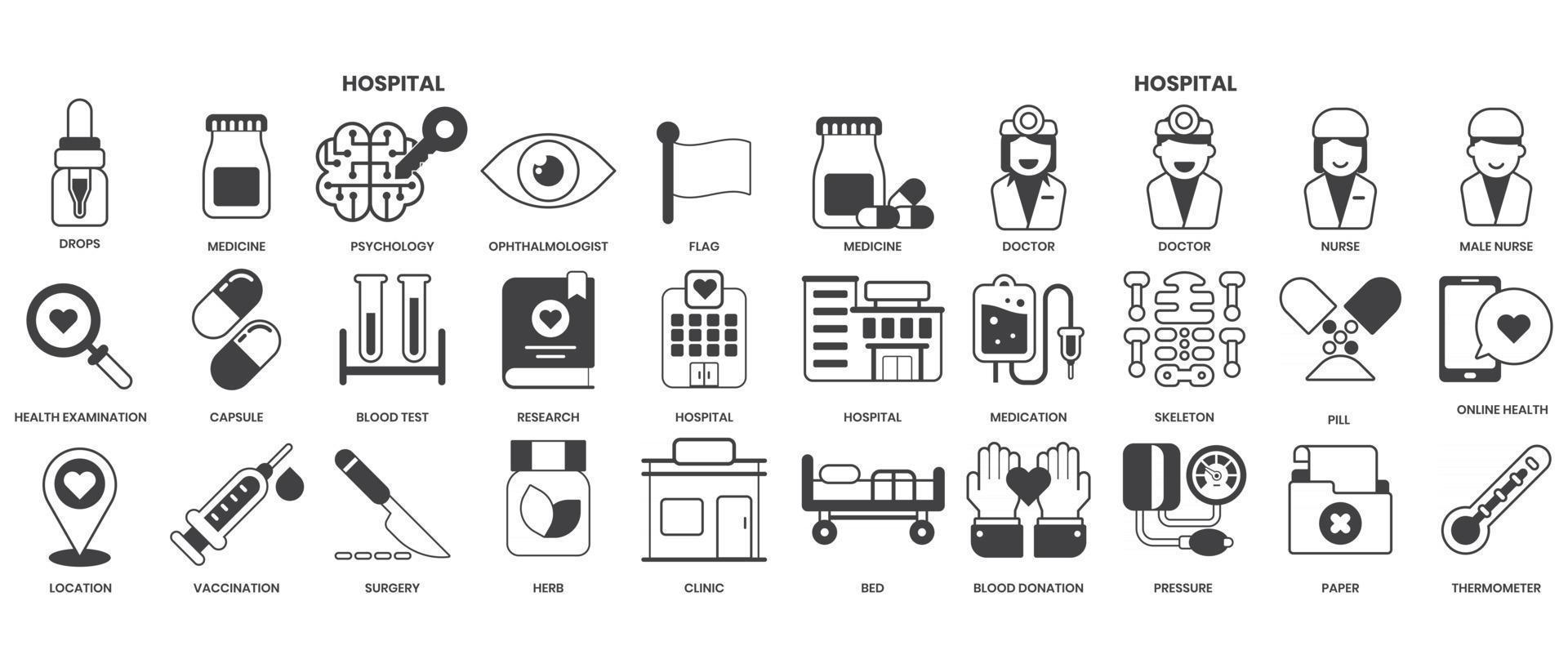 Hospital icons set for business vector