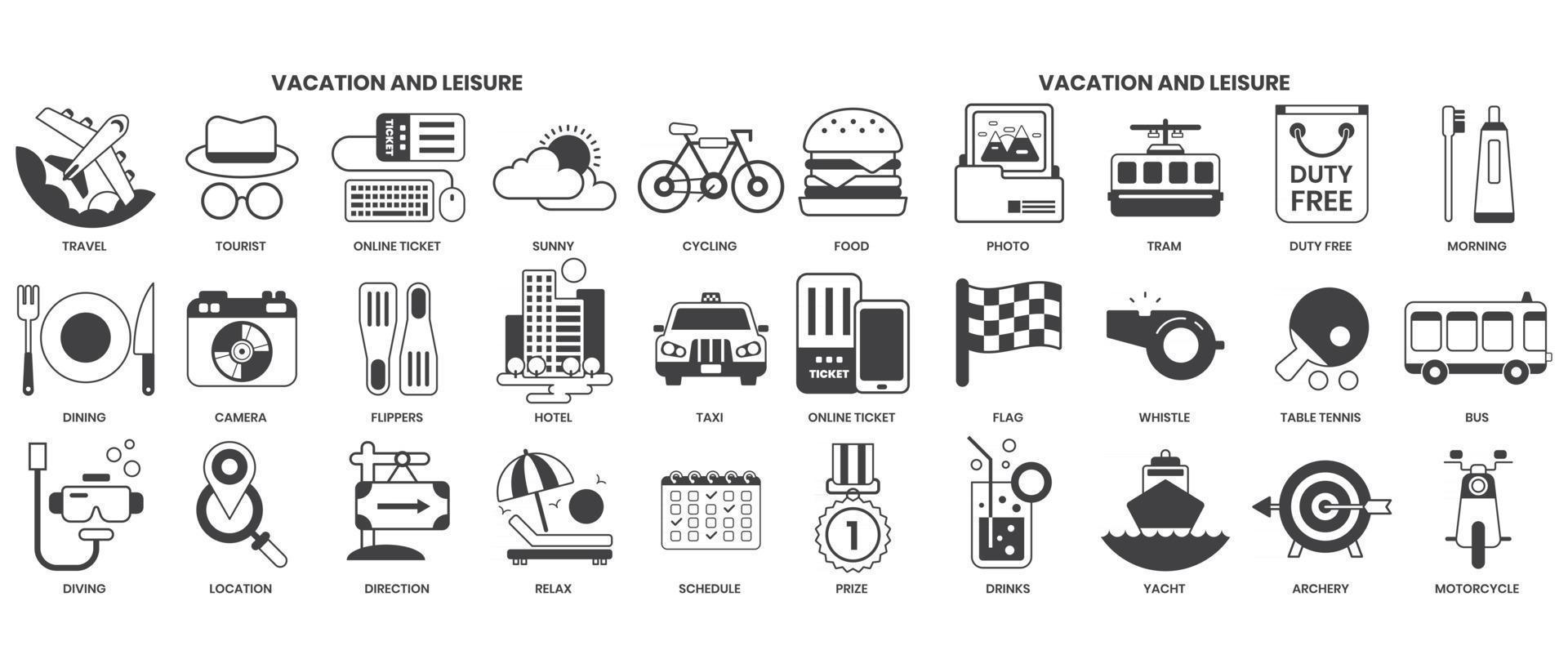 Vacation icons set for business vector