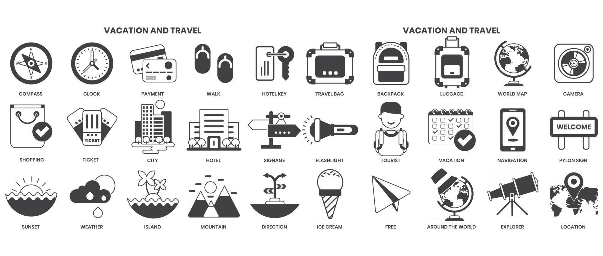 Vacation icons set for business vector