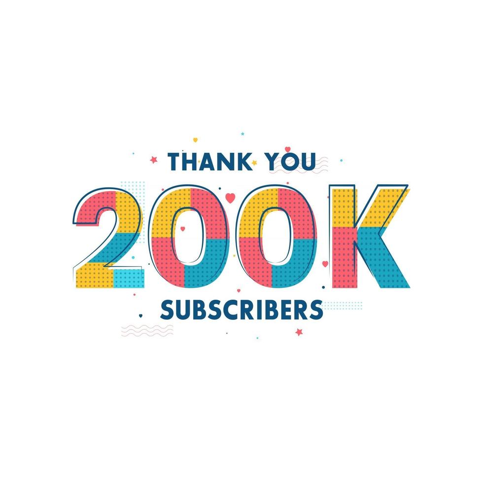gracias 200k suscriptores tarjeta de felicitación de celebración para 200000 suscriptores sociales vector