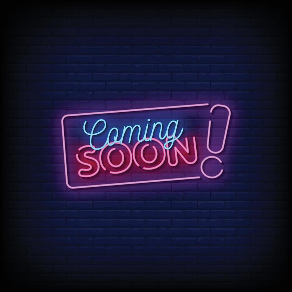 Coming Soon Neon Signs Style Text Vector