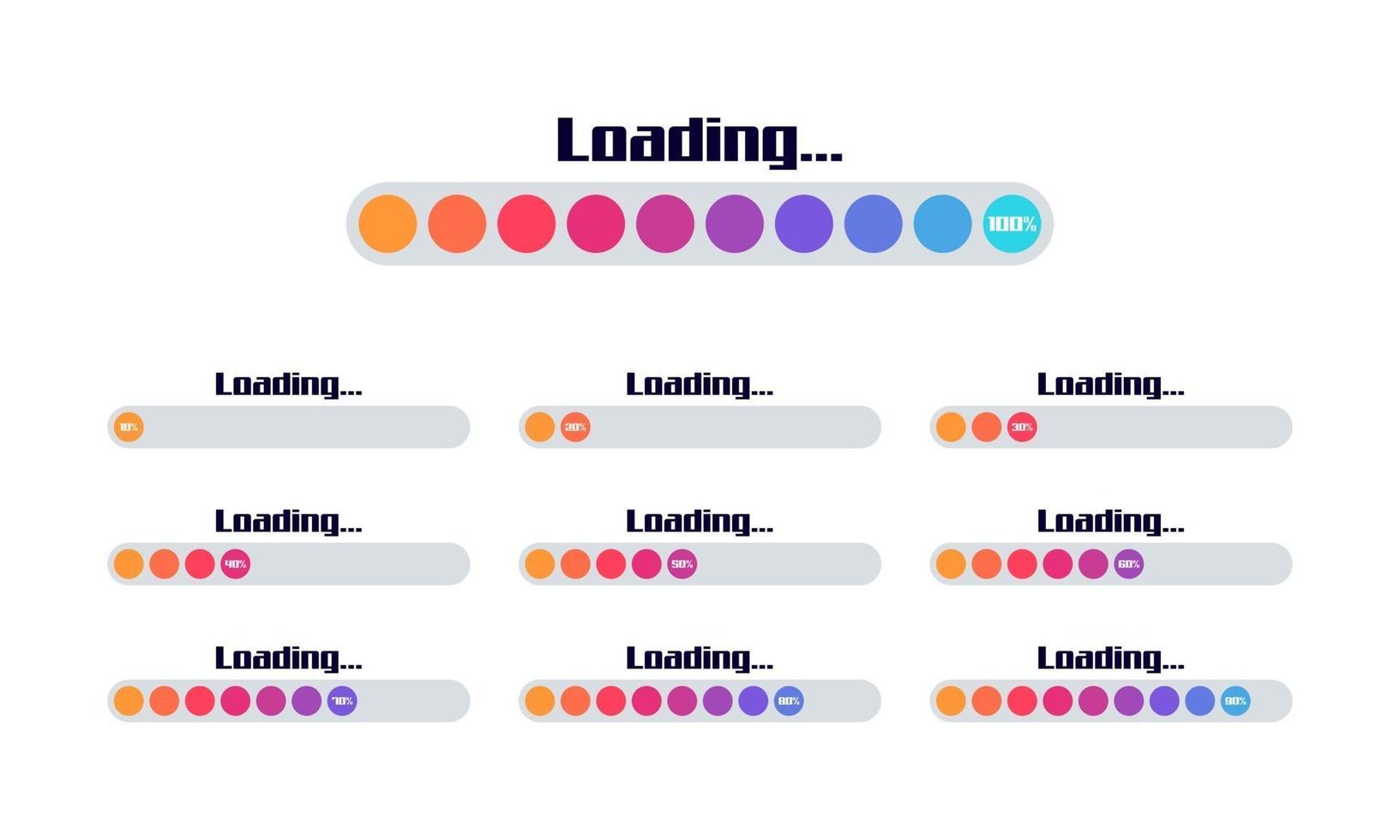 set of Loading bar vector illustration Progress visualization Loading status collection Web design elements Loading Infographic vector template