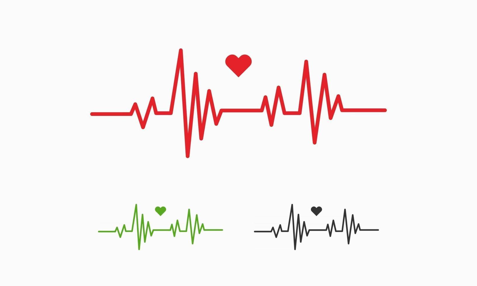 Ilustración de línea de latido del corazón ecg de seguimiento de pulso o símbolo de gráfico de cardio ekg para la ilustración de vector de análisis médico y saludable