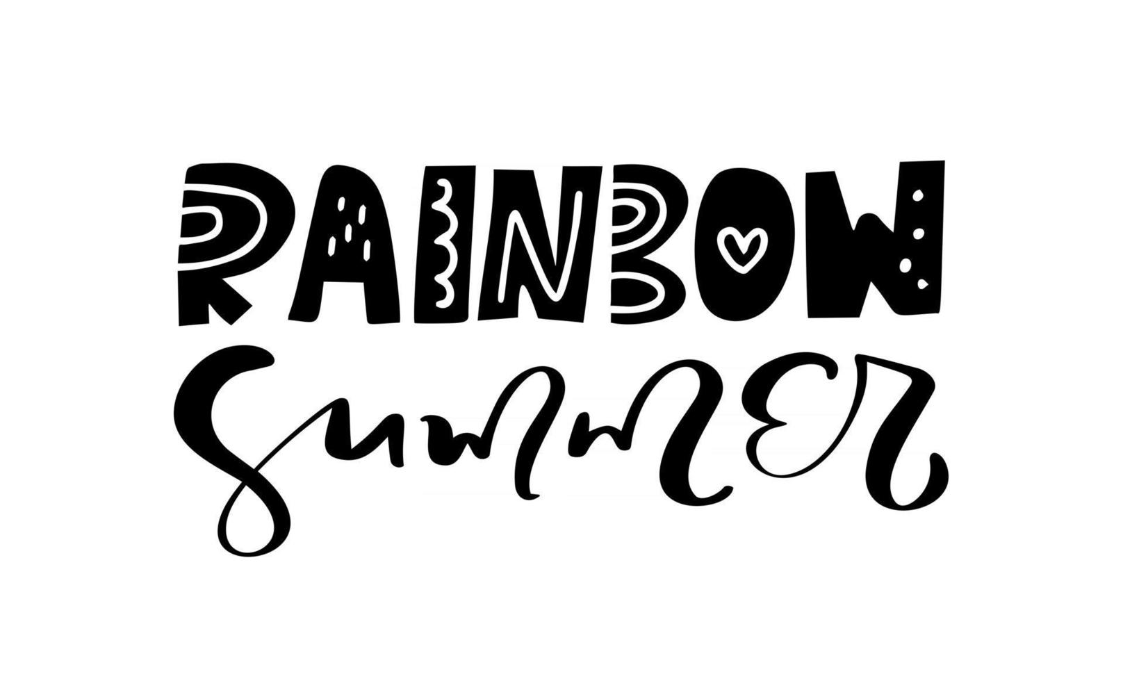 Calligraphy lettering brush text Rainbow Summer Vector Hand Drawn Isolated phrase