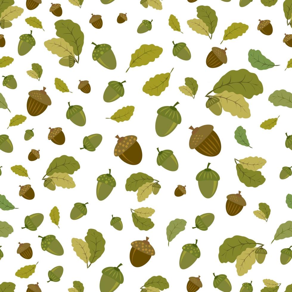 vector seamless pattern with acorns and oak leaves