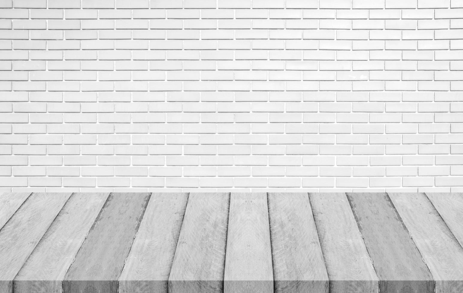 Wood panels and white concrete wall texture for background photo