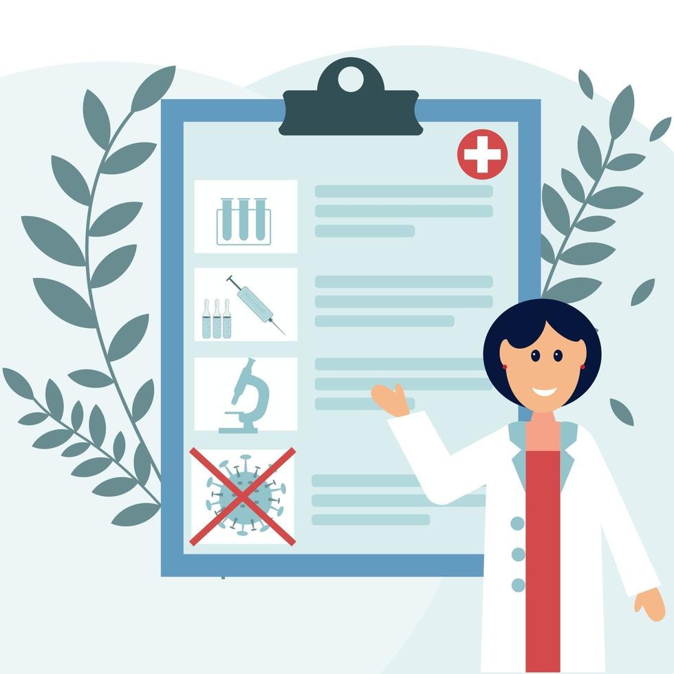 Consultant doctor with a prescription for treatment illustration flat style vector