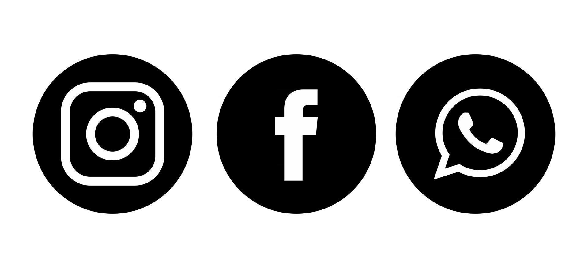 Facebook WhatsApp Instagram app icons and logos vector