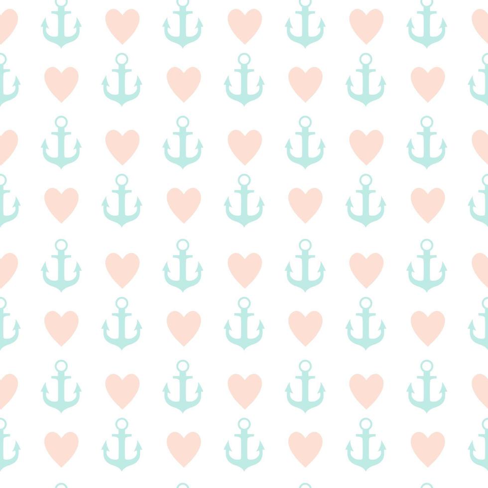 Abstract Simple Seamless Pattern Background with Anchor and Heart Symbol vector