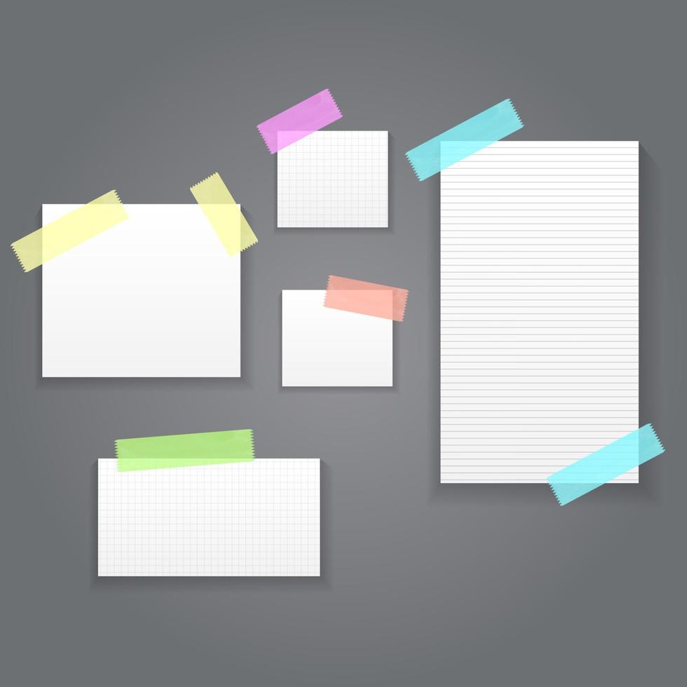 Sticky Paper Notes Pack Collection Set vector