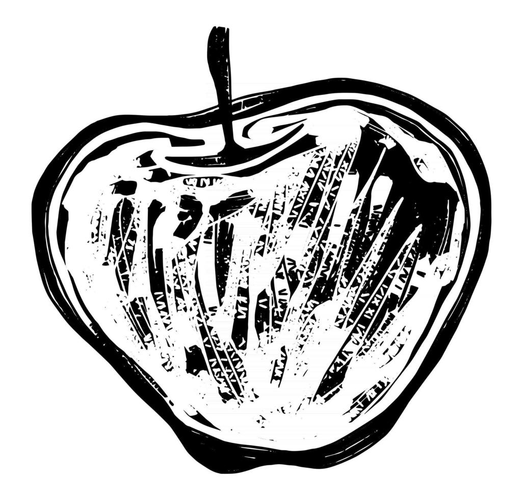 Woodcut Apple Fruit vector