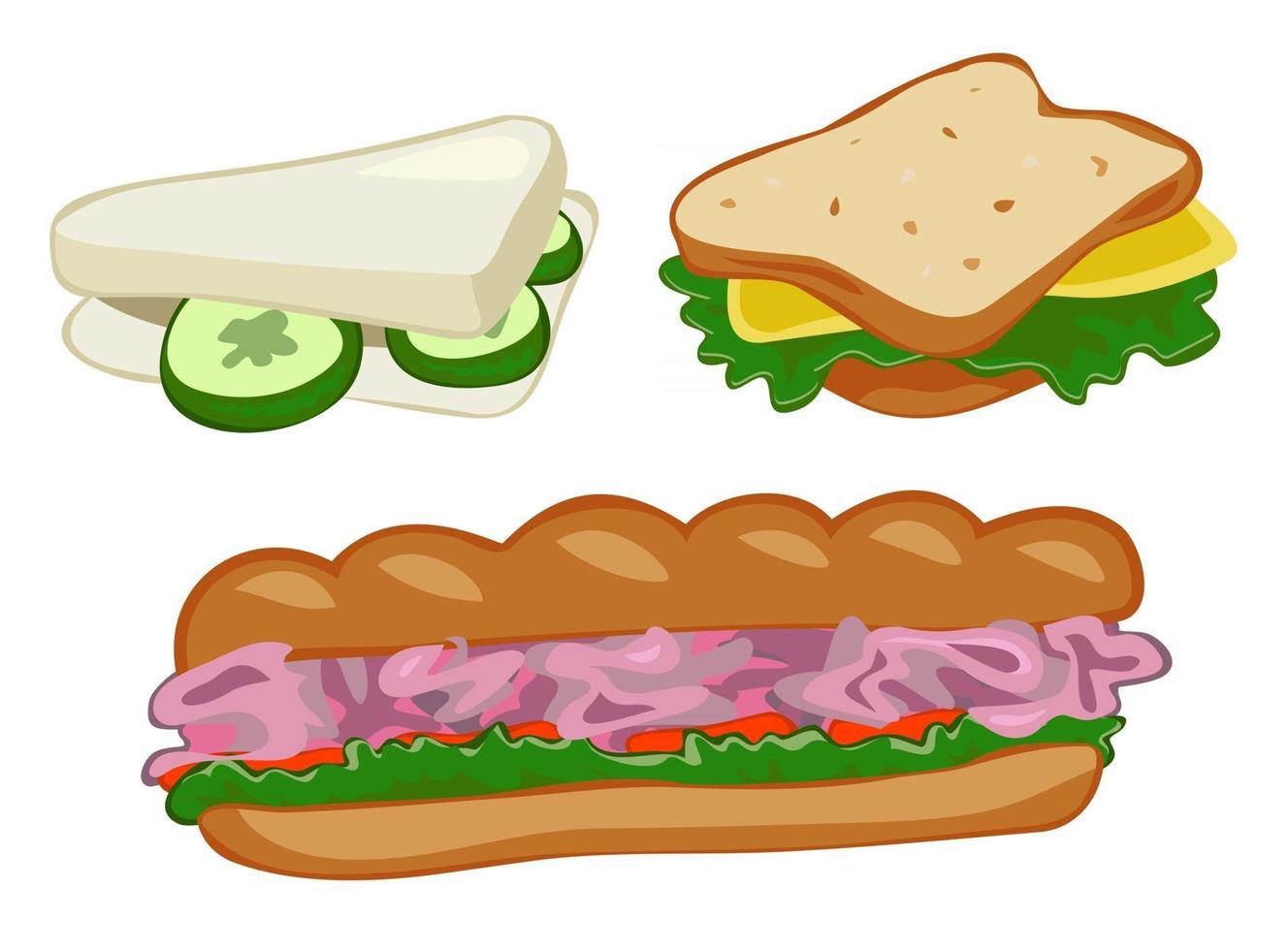 sabrosos bocadillos de sándwich vector