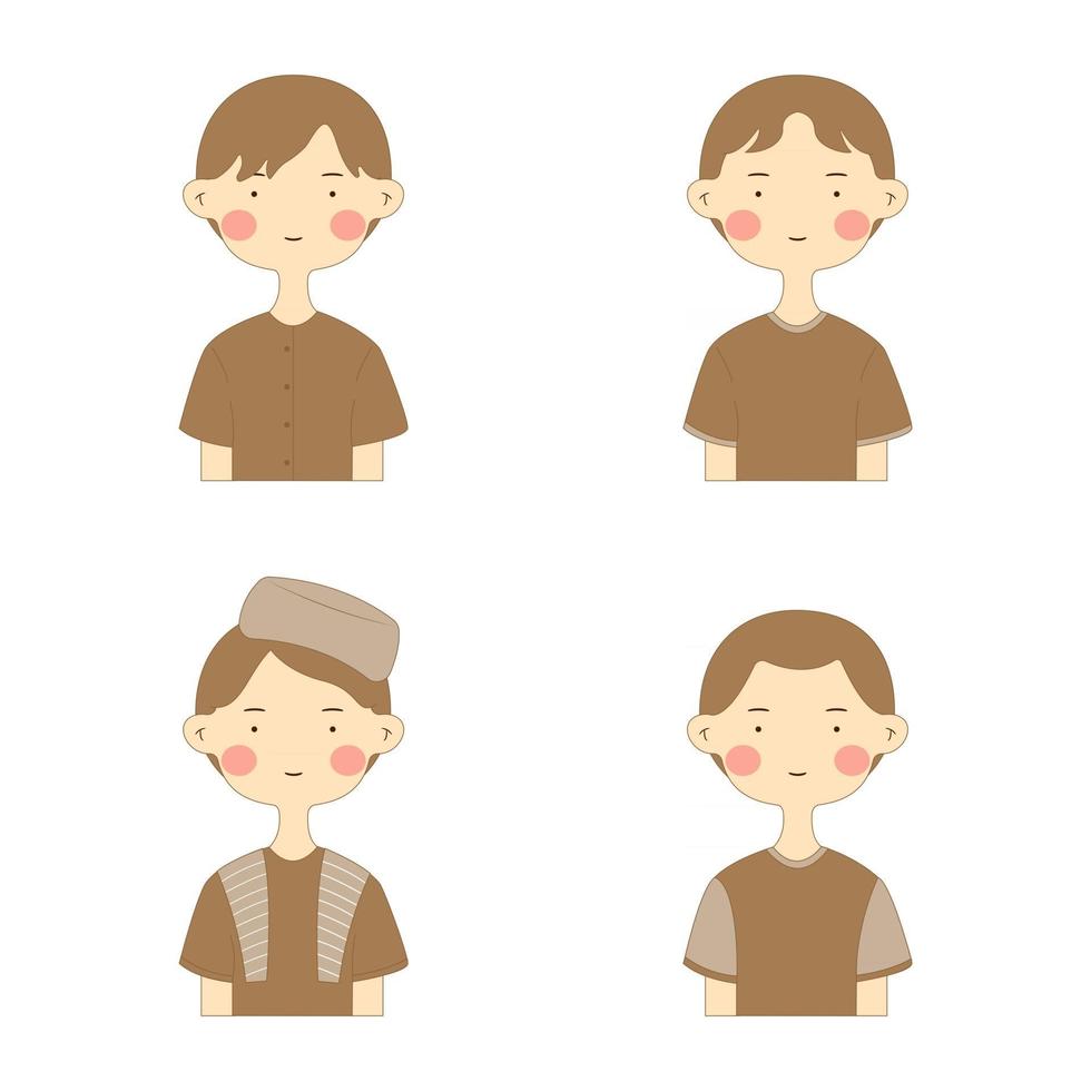 Set Of Cute Boys Cartoon vector