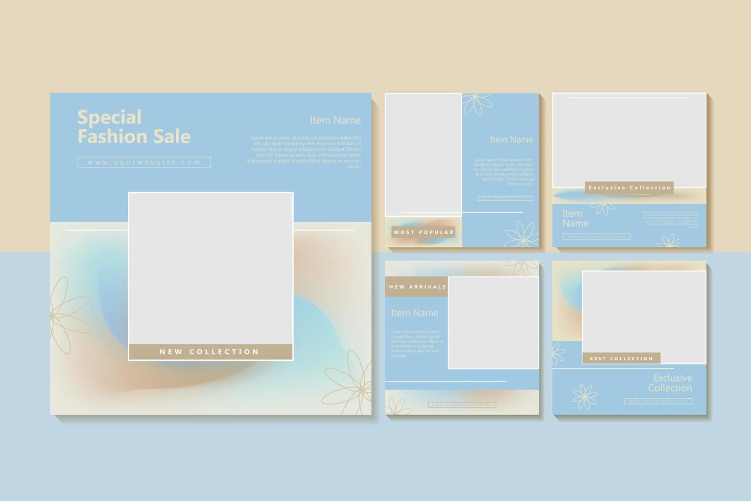 Social Media Post Template Blue Color vector