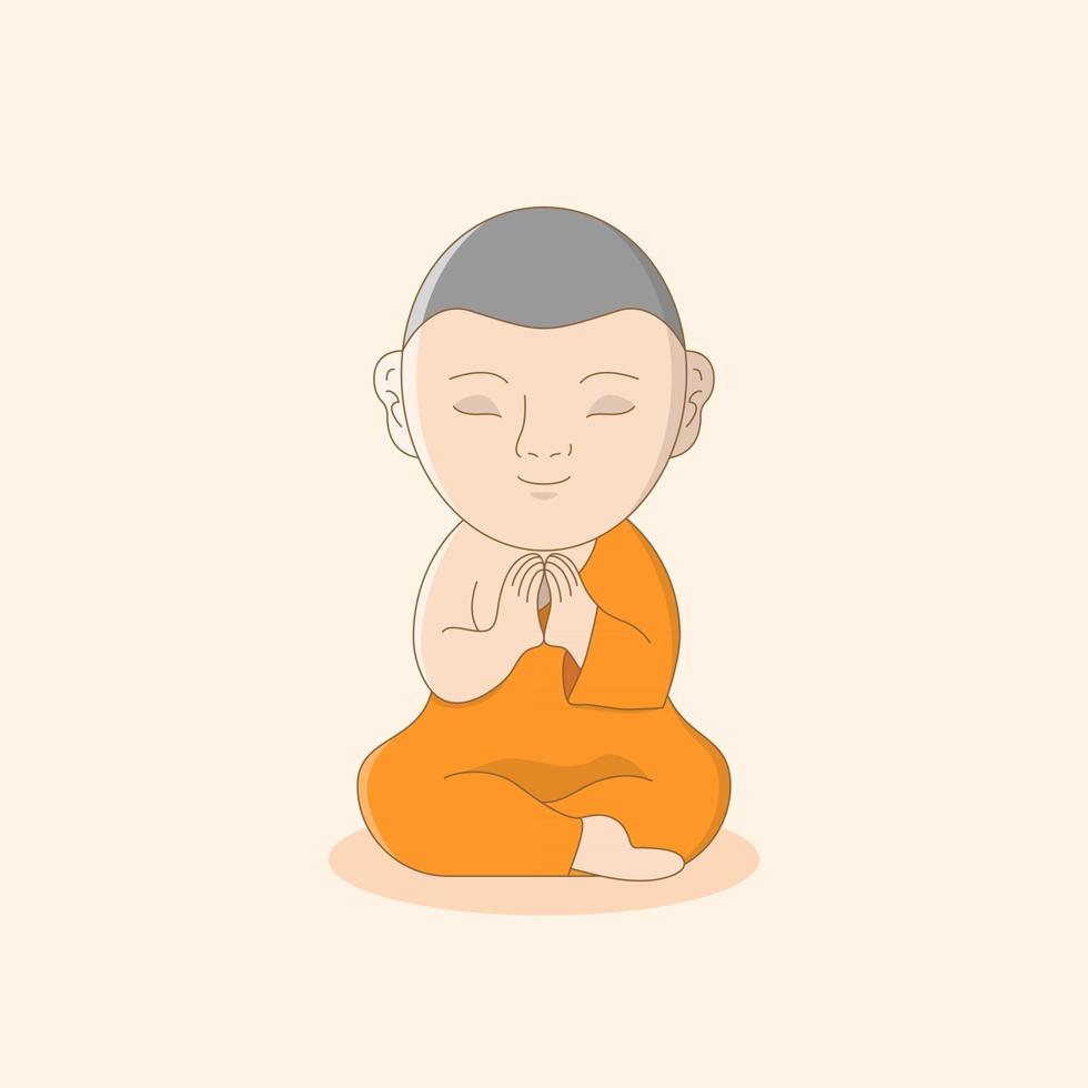 Buddhist monk meditates to calm the mind vector