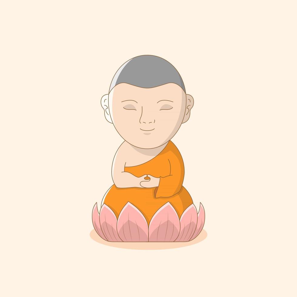 Buddhist monk meditates to calm the mind vector
