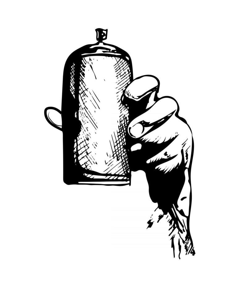 Sketch of the spray for graffiti with a hand vector illustration