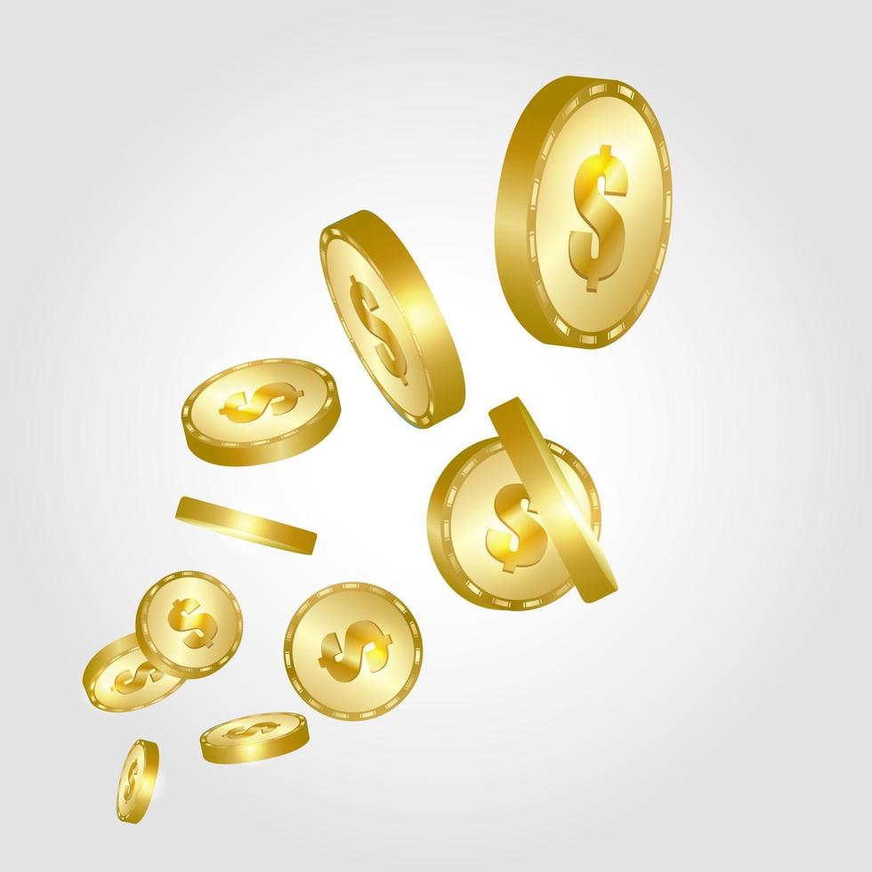 Gold coins falling vector