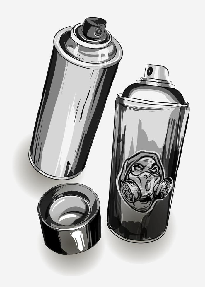 hand drawing spray cans for graffiti vector illustration