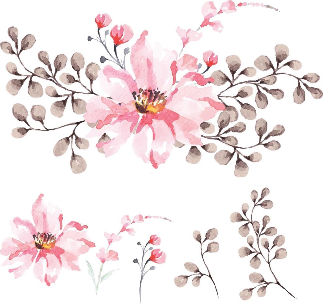 Elegant watercolor flower composition vector