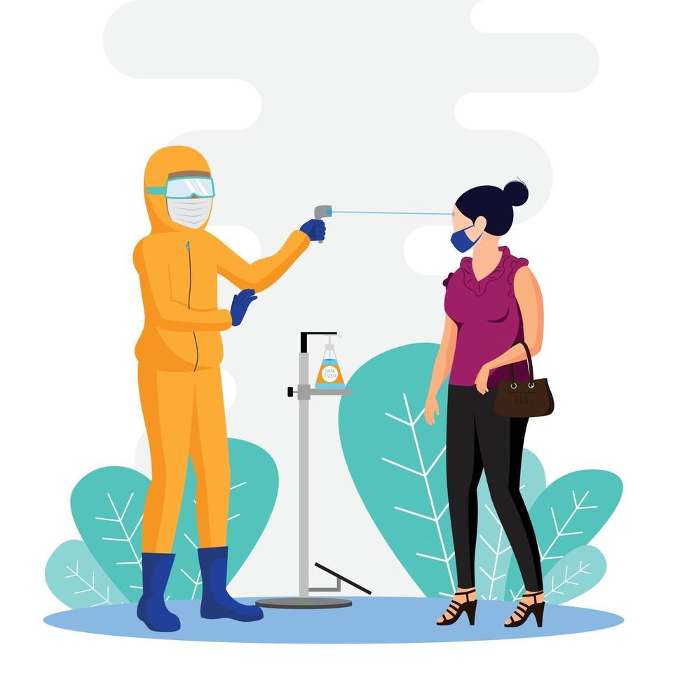 Checking Body temperature  vector illustration
