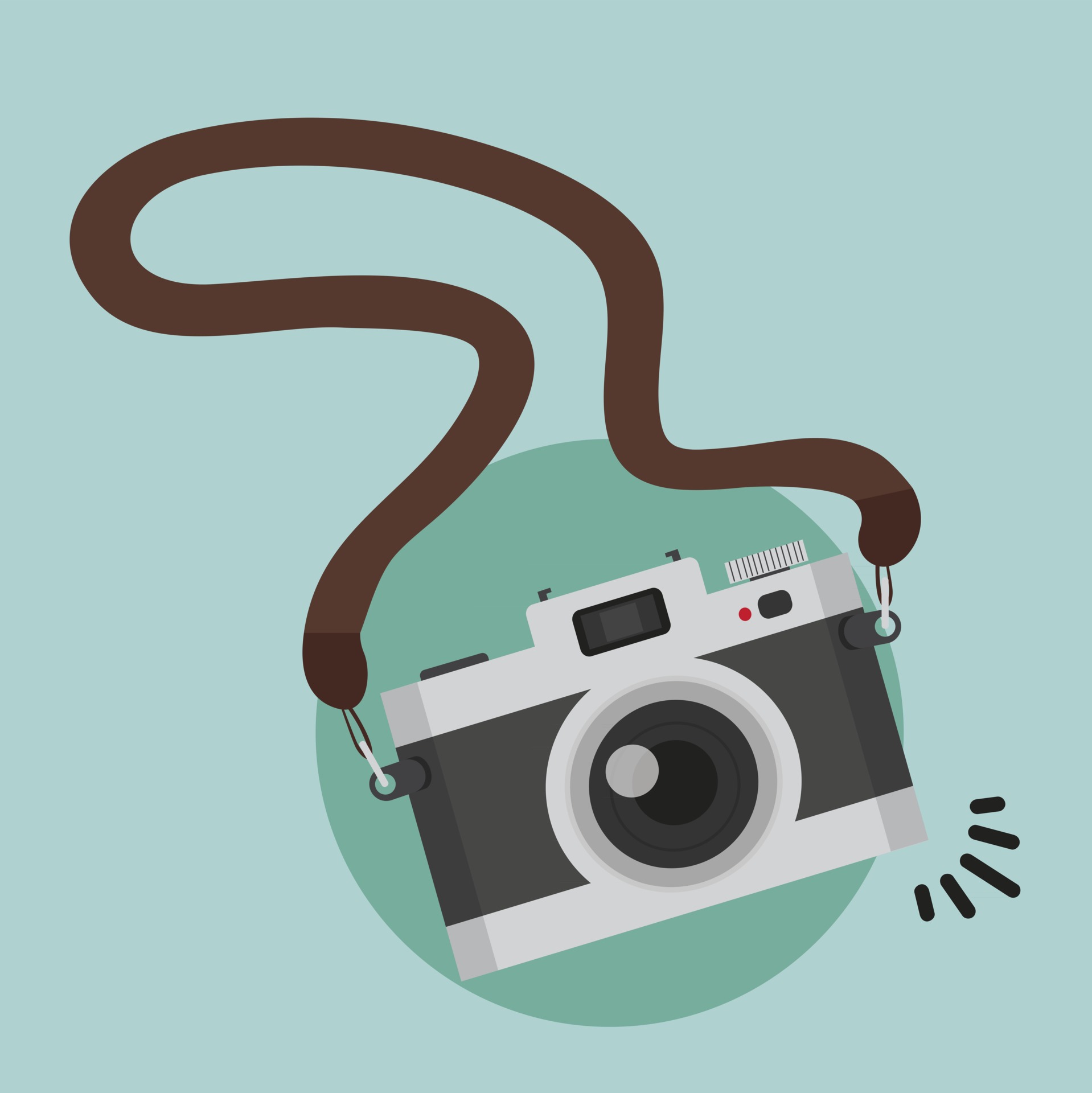 Download Digital Camera With Strap Vector 2558378 Vector Art At Vecteezy