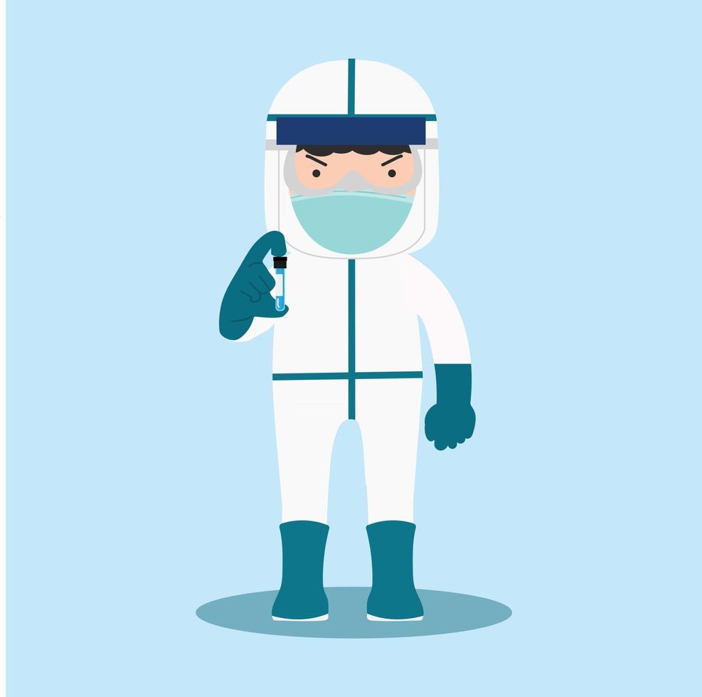 Doctor wearing PPE Costume With vaccine concept vector