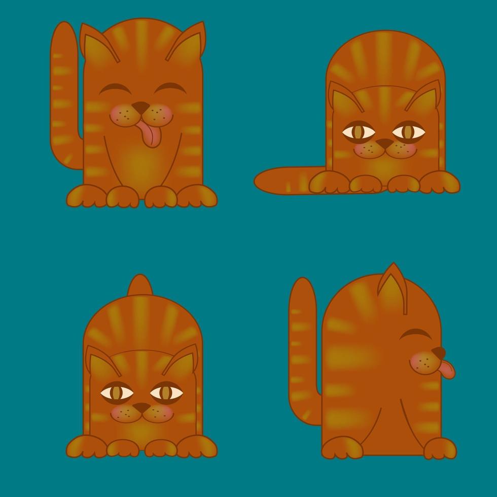 red kittens made of simple shapes vector