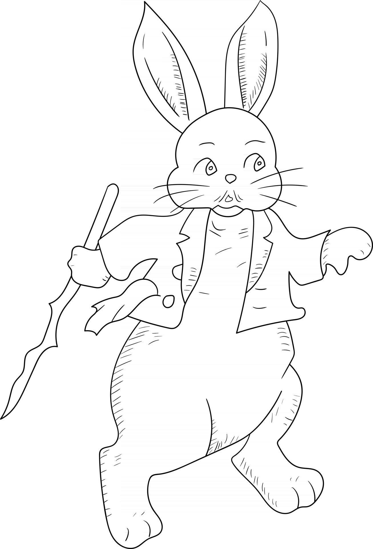 outline cute magician cartoon rabbit perfect for coloring page 2558425 ...