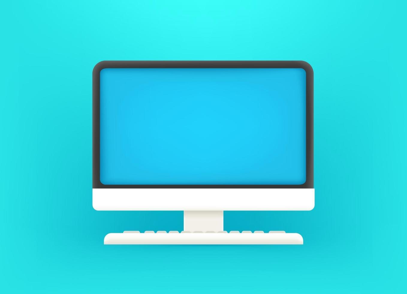 Modern computer with blue screen vector