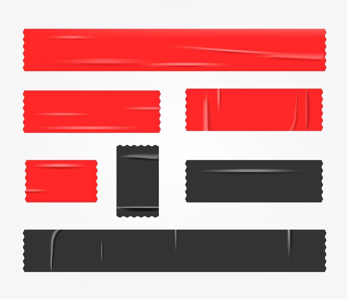 Red and black tapes pieces set vector