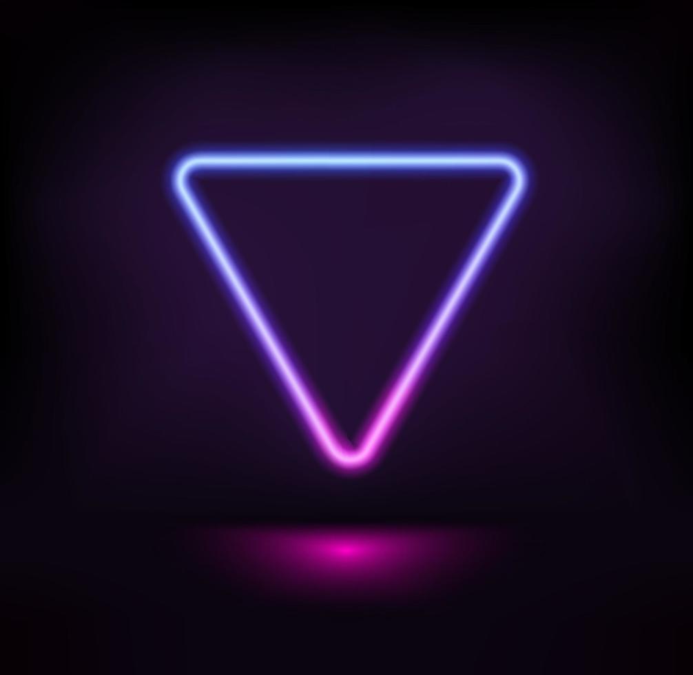 Dark stage with vibrant neon triangle vector