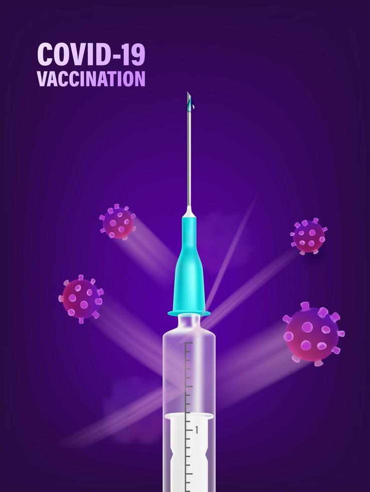 Coronavirus vaccination concept with syringe vector