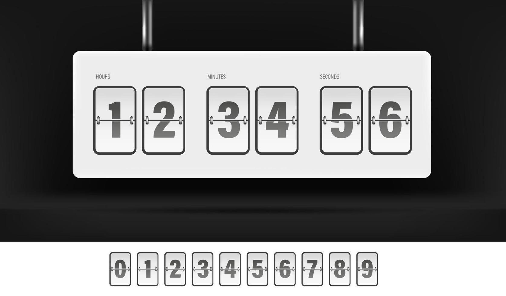White flipping timer and numbers set vector