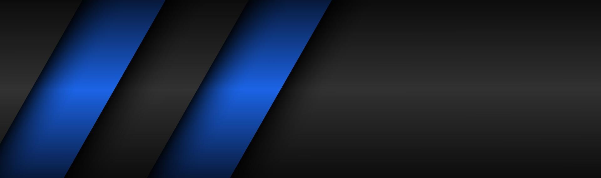 Fondo de pantalla panorámica abstracto de vector de banner de tecnología de encabezado de material moderno negro y azul