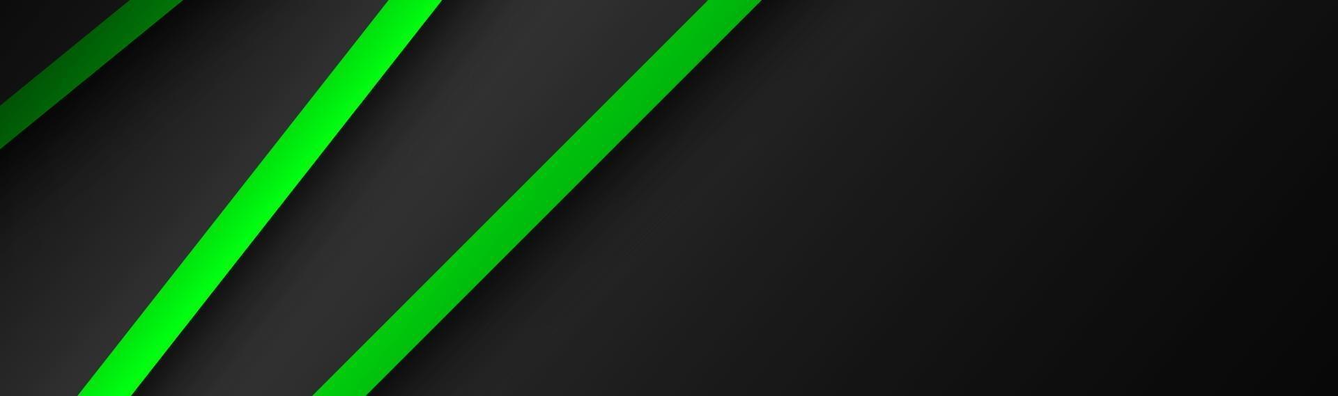 Encabezado de vector abstracto con capas verdes y negras una encima de la otra banner de diseño moderno para su ilustración de vector de negocio con rayas y líneas oblicuas