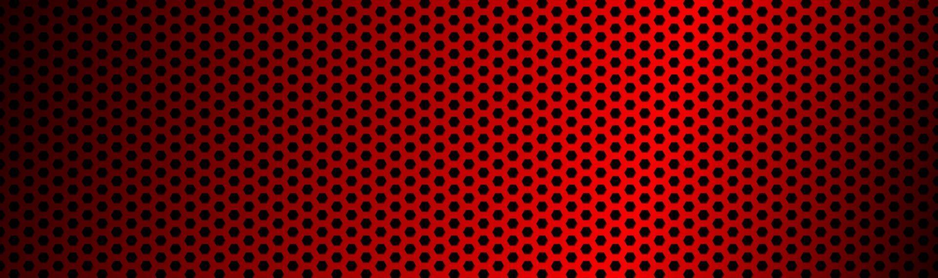 Abstract dark red geometric hexagonal mesh material header Perforated metallic technology banner Vector abstract widescreen background