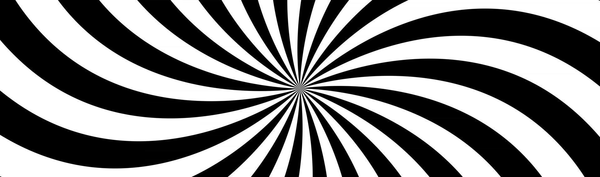 Black and white spiral header Swirling radial pattern Abstract vector illustration banner