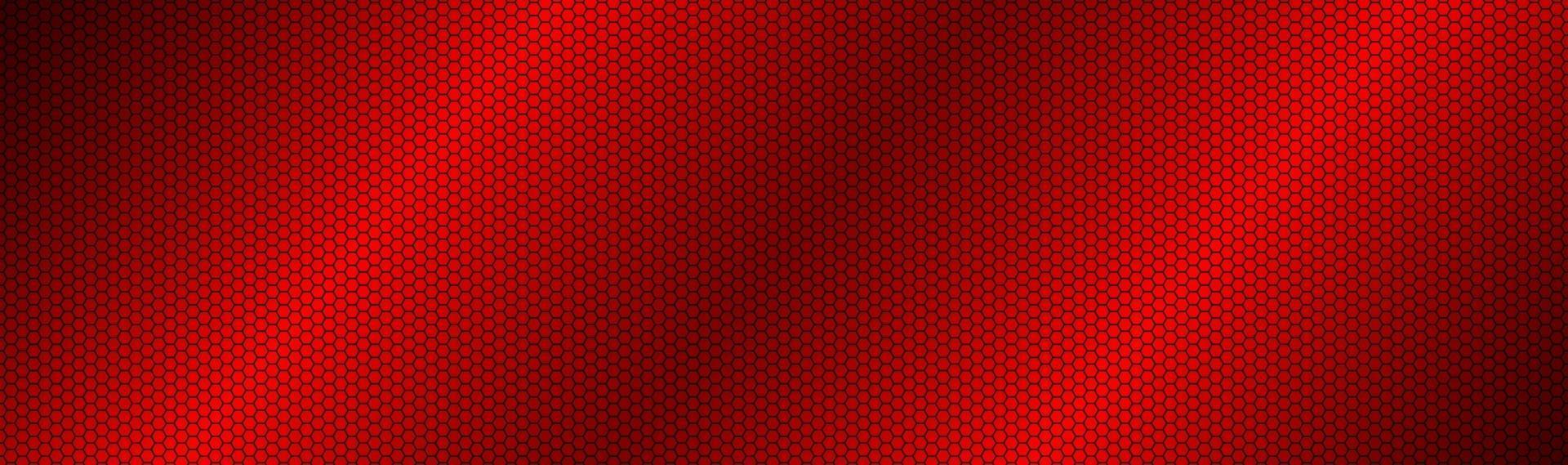 Abstract dark red geometric hexagonal mesh material header Perforated metallic technology banner Vector abstract widescreen background