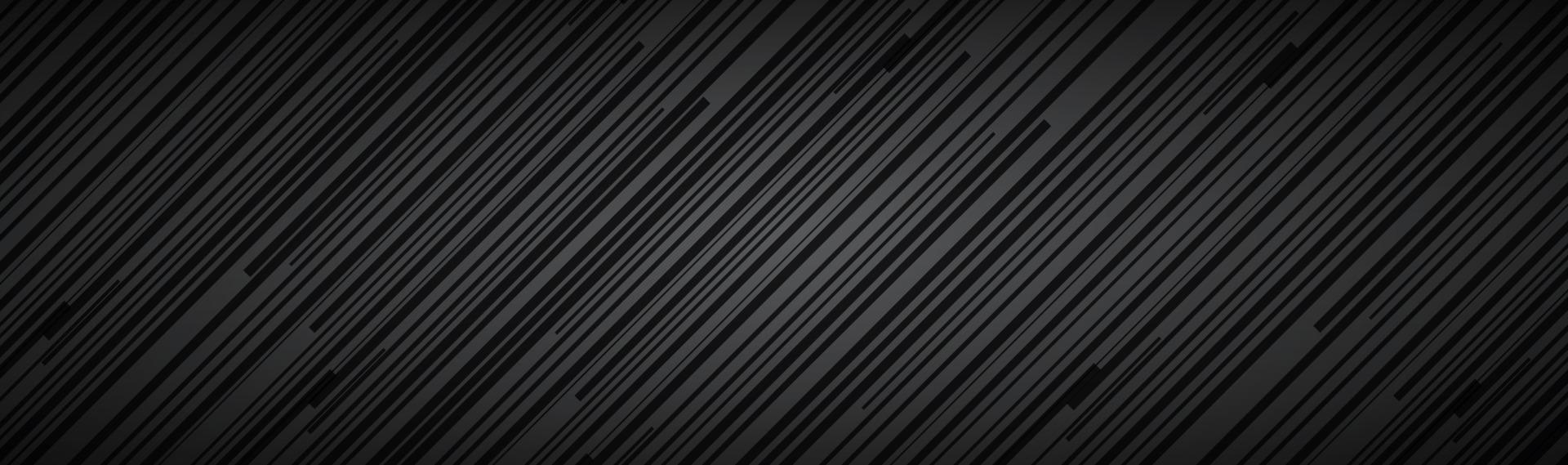 Oscuro abstracto negro y gris encabezado a rayas líneas diagonales y patrón de tiras banner de fibra metálica simple ilustración vectorial vector