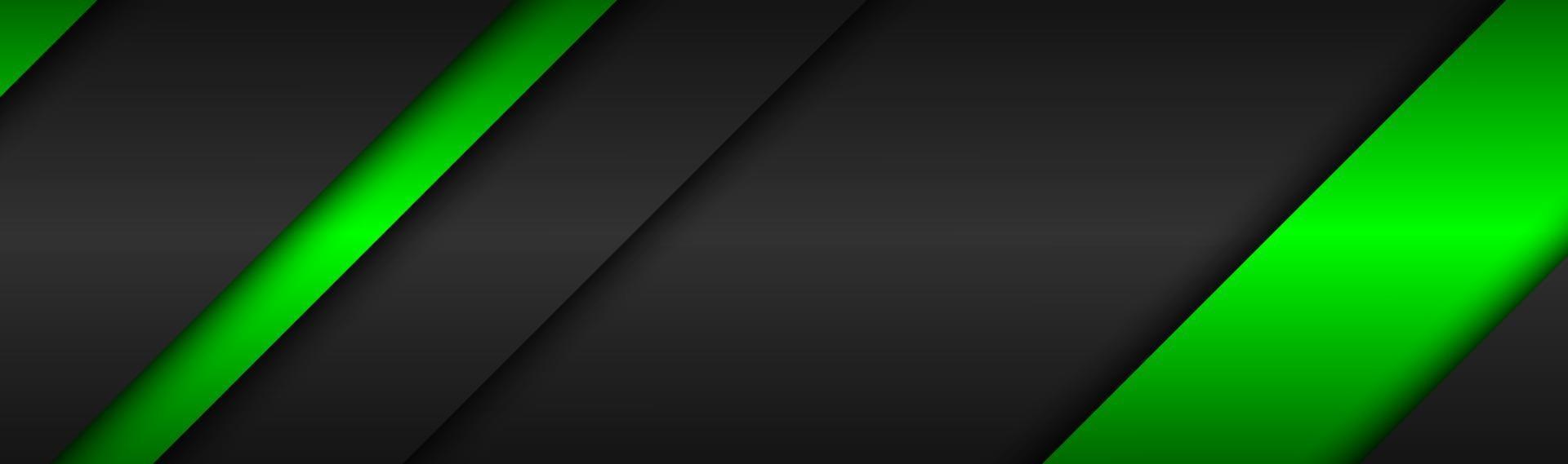 abstracto negro y verde neón material moderno encabezado tecnología metálica banner vector abstracto fondo de pantalla ancha