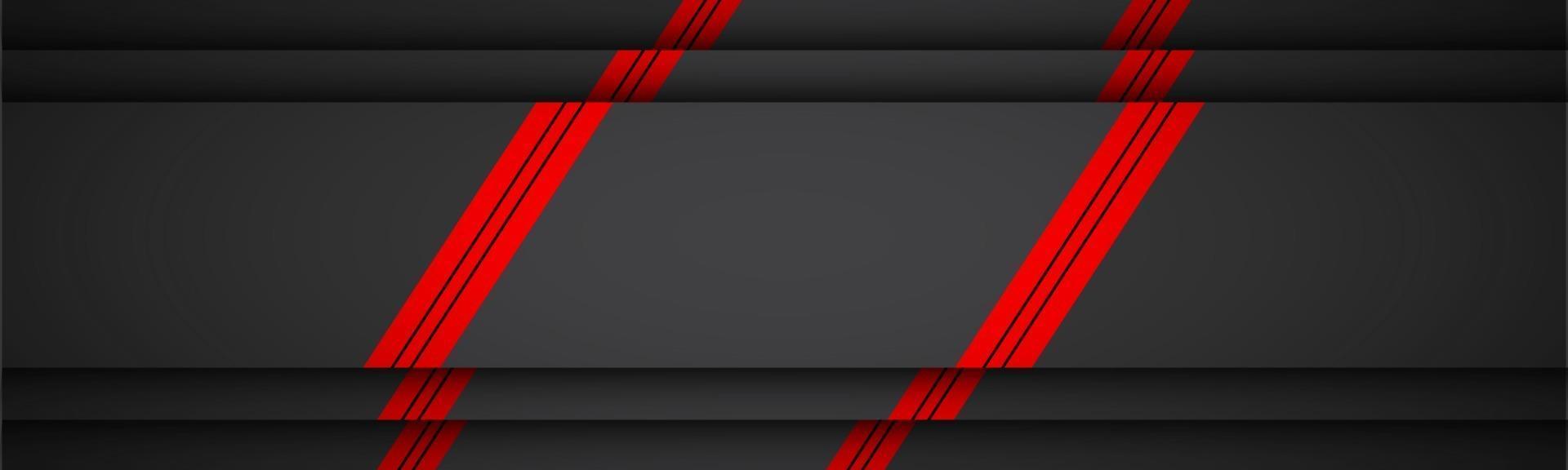 Black and red material design header Modern banner with overlap layers with free space for your text Widescreen vector illustration