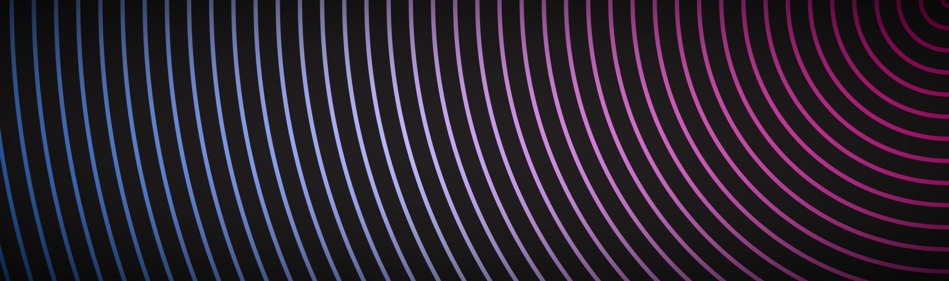 Abstract modern material header with circular lines with blue pink gradient Neon metallic technology banner Vector abstract widescreen background