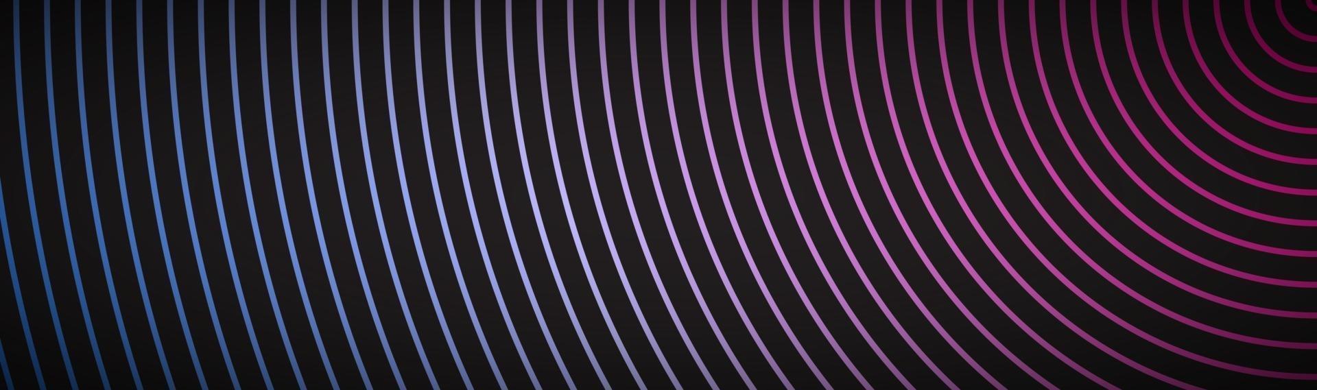 Encabezado de material moderno abstracto con líneas circulares con azul rosa degradado neón tecnología metálica banner vector fondo de pantalla panorámica abstracta