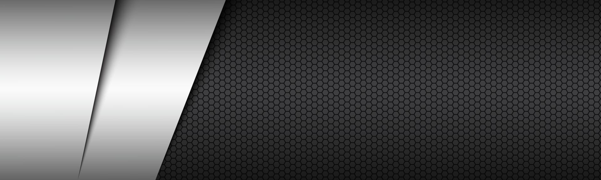 Black and white modern material header with hexagonal pattern Corporate template for your business vector abstract widescreen banner