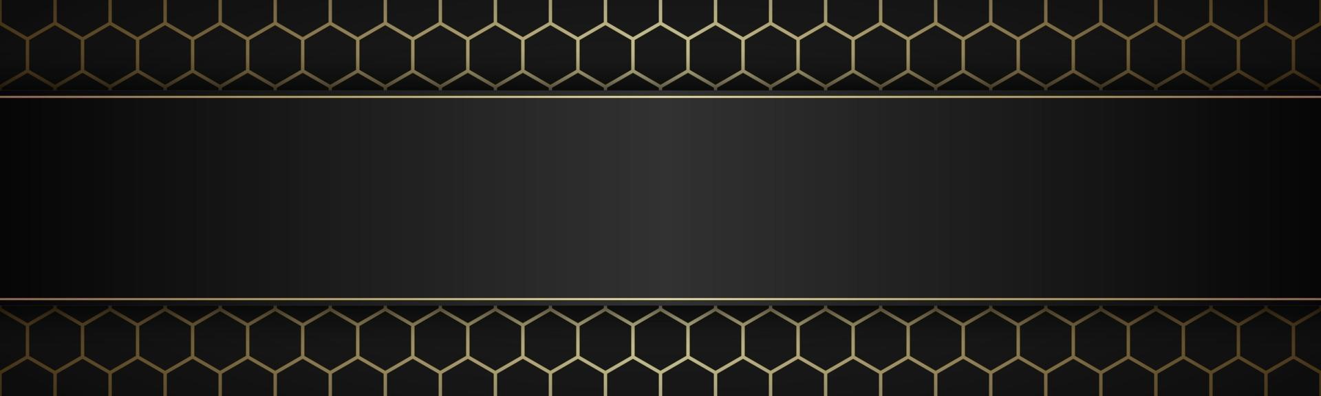 Geometric polygons header with free space for your text Abstract black and gold metallic banner Simple vector illustration