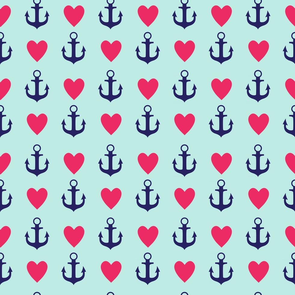 Abstract Simple Seamless Pattern Background with Anchor and Heart Symbol vector
